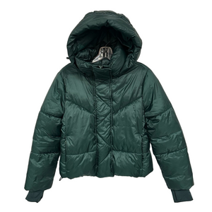 Gap Big Puff cropped hooded jacket XS Hunter green Primaloft Water Resistant